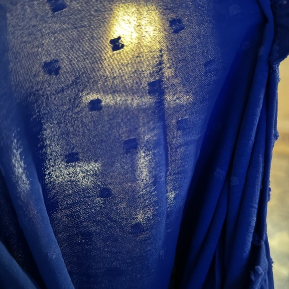 NWT royal blue long sleeve tunic, ruffled collar, V neckline by YSYOKOW size XXL - Picture 12 of 14